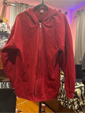 Gildan Red Full-Zip Hoodie Sweatshirt